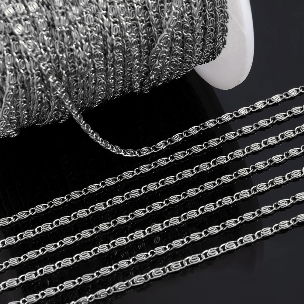 1 Meter Stainless Steel Double Loop Link Chain - Round 8 Shape 2mm