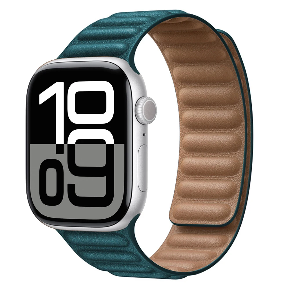 Premium Leather Magnetic Loop Watch Band Strap - Elegant Bracelet Design