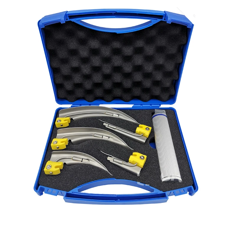 Adult Anesthesia Throat Mirror LED light Intubation stainless steel Laryngoscope optic Throat Detection Tool Parts 5pcs/set anesthesia throat mirror