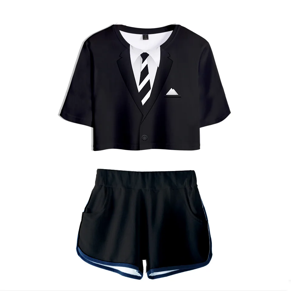 

Brand Blazer Suit Two Piece Set Short Sleeve Crop Top + Shorts Blazer Sweat Suits Women Tracksuit Two Piece Outfits Girl Sets