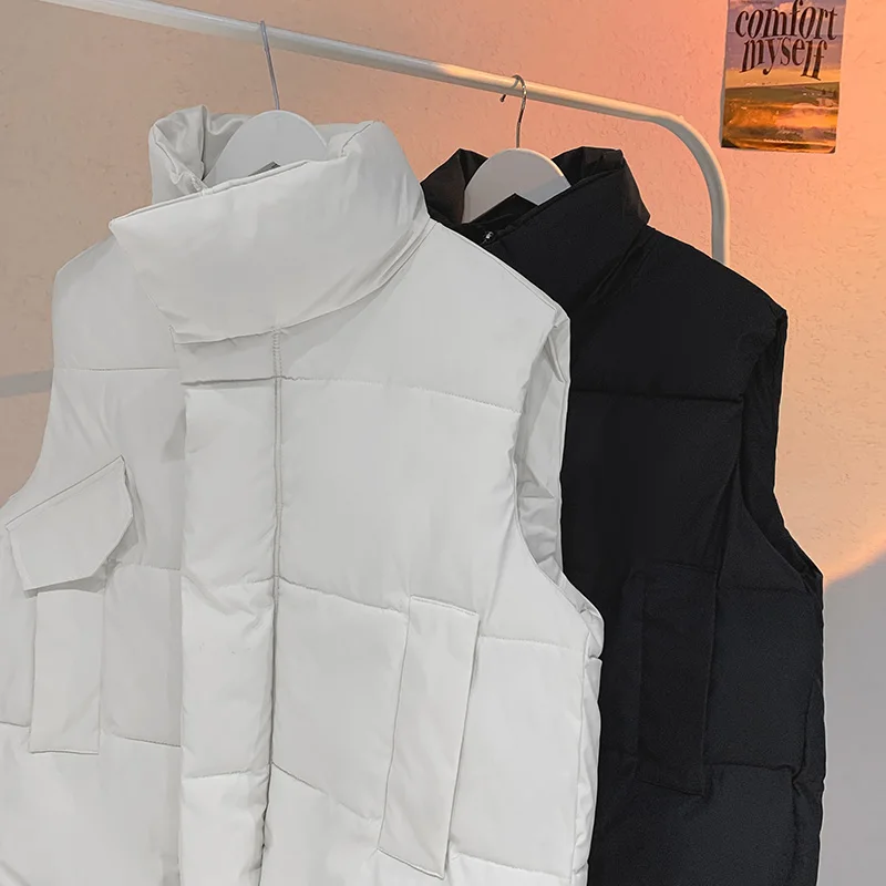 Plain Color Men's Sleeveless Vest Jackets Winter Fashion Male Cotton-Padded Vests Coats for Men Warm Waistcoats Spring Clothing