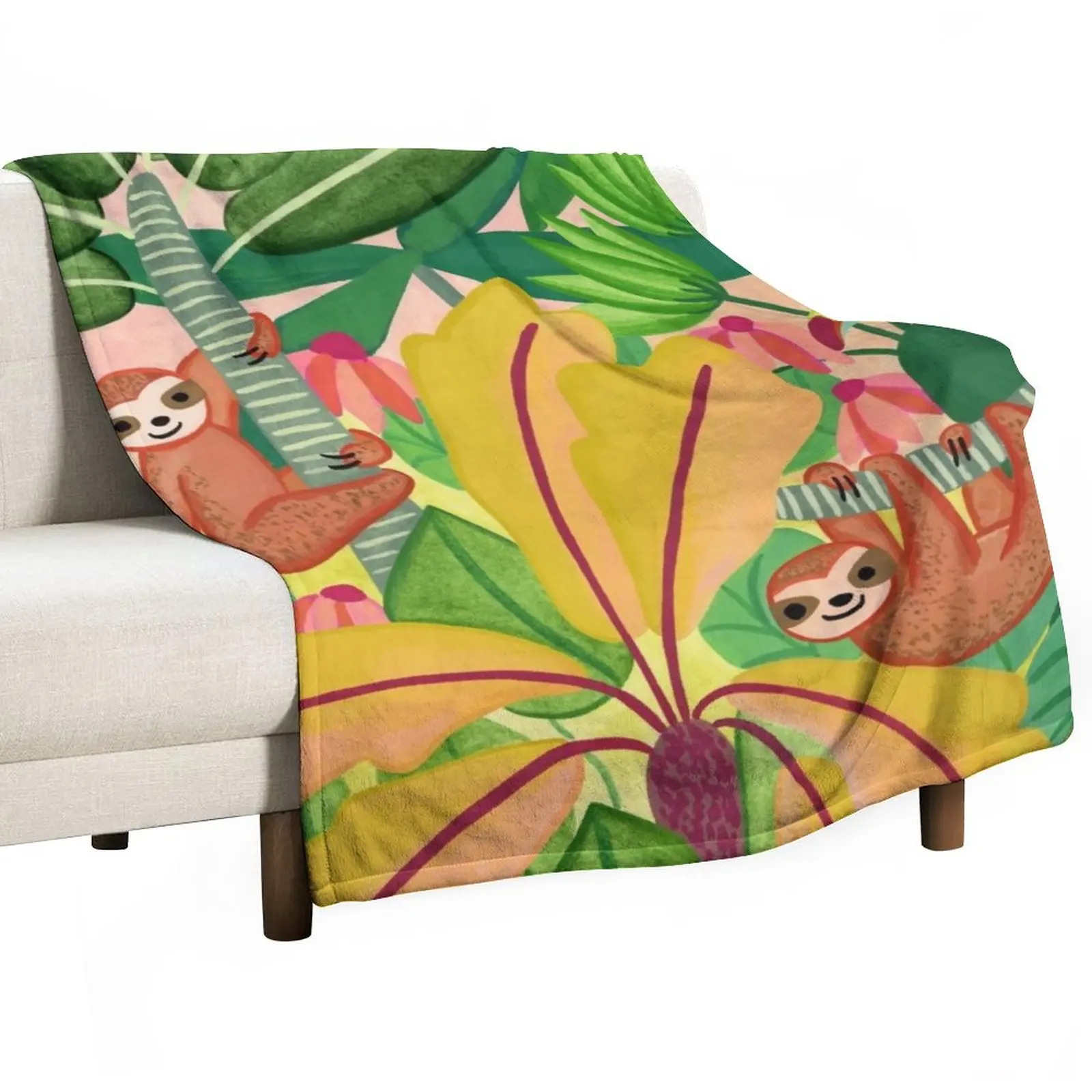

Toucan & Sloths Treetop Pals Throw Blanket Thin Blankets Warm Blanket