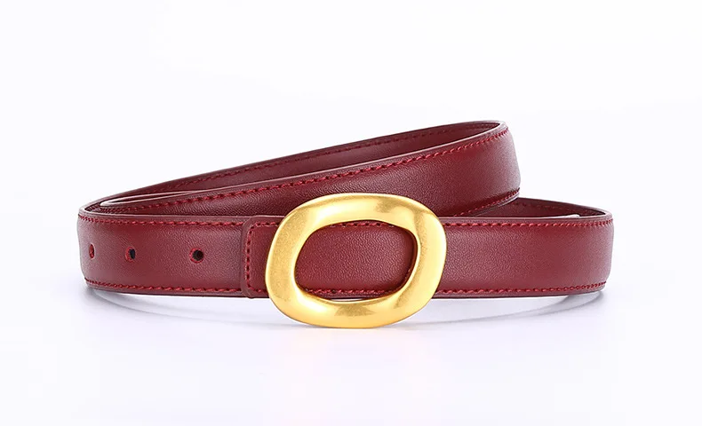 Modischer burgunderroter Damengürtel aus echtem Leder, Rindsleder-Trend, All-Match-Taillengürtel für Damen – Detail 10