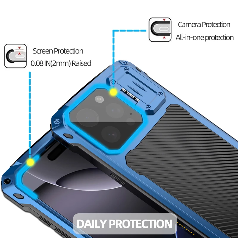 ELVEV Magnetic Heavy Duty Aluminum Metal Armor Case with Screen Protector