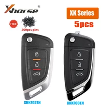 Xhorse 범용 VVDI 와이어 원격 키, XKKF02EN, 3 버튼 자동차 원격 키, BM VVDI 미니 키 도구 VVDI2 핀 포함, XKKF03EN, 5 개