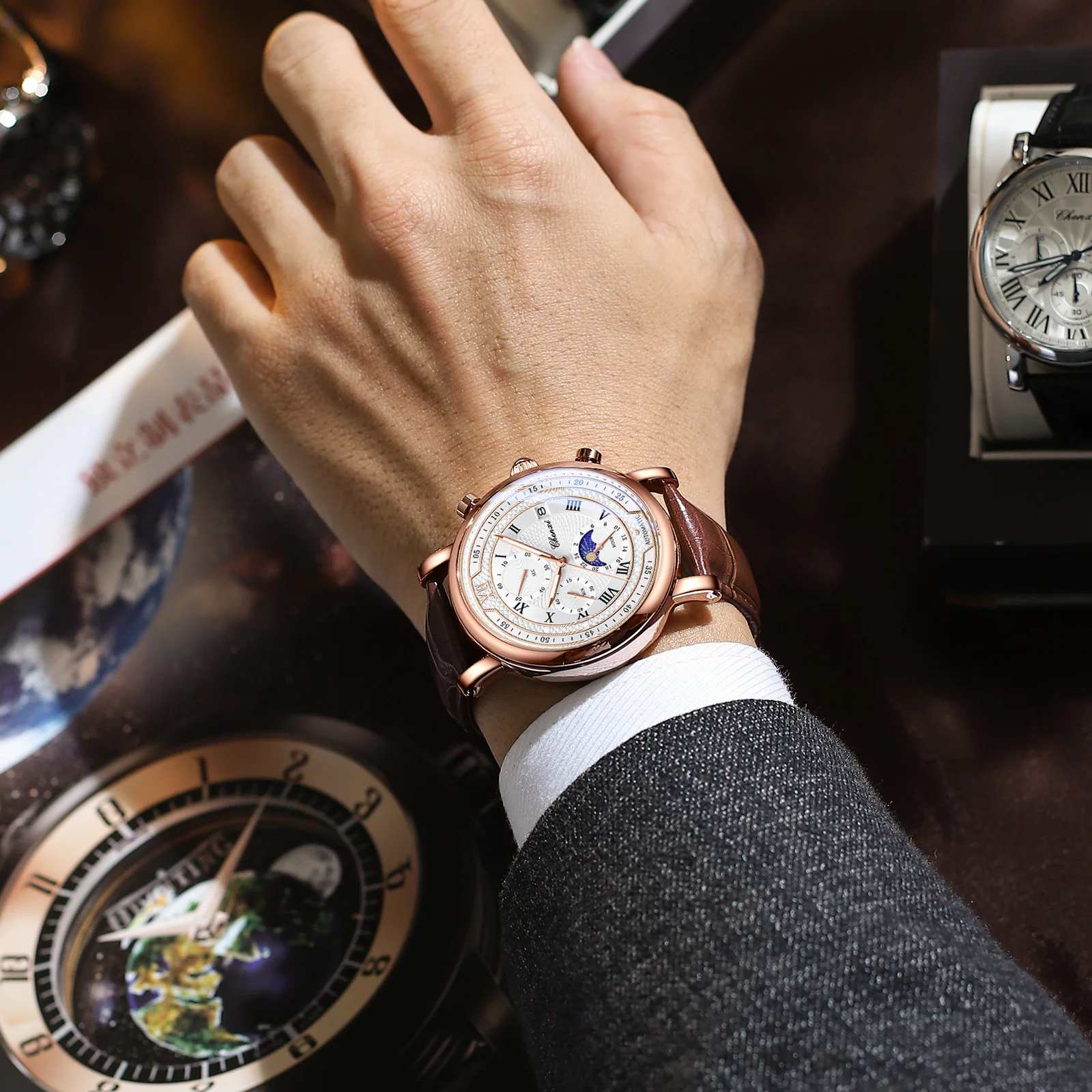 Orologi da polso da uomo con quadrante grande in oro a tre tempi Orologio da uomo al quarzo milare digale sportivo da uomo in acciaio inossidabile Orologio maschile luminoso Dropship