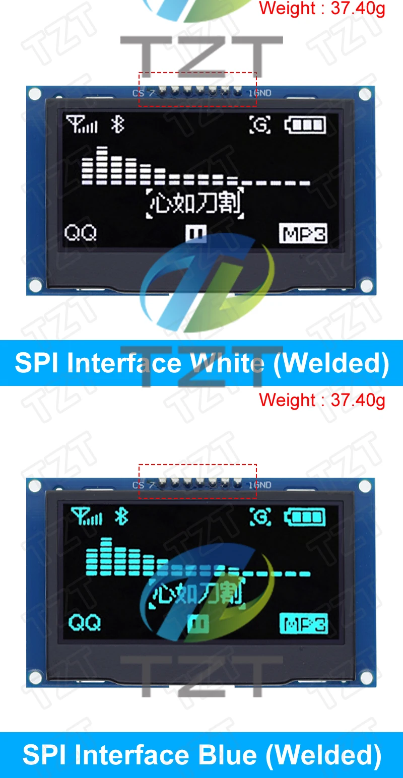 TZT 1/3 Stück 2,42 Zoll 2,42 Zoll LCD-Bildschirm Weiß Gelb 128 x 64 OLED-Anzeigemodul IIC I2C SPI Seriell für C51 SPD0301 – Detail 5