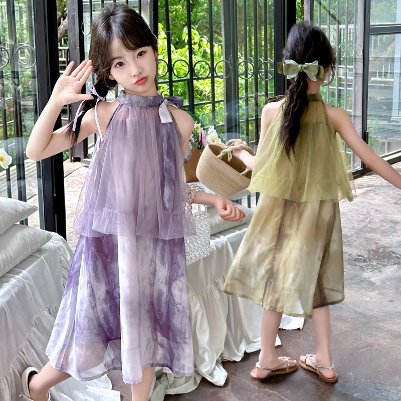 

Girls Summer Dress 2024 New Kids Princess Party Chiffon Dresses Children Clothes Baby Girls Sleeveless Tulle Dress