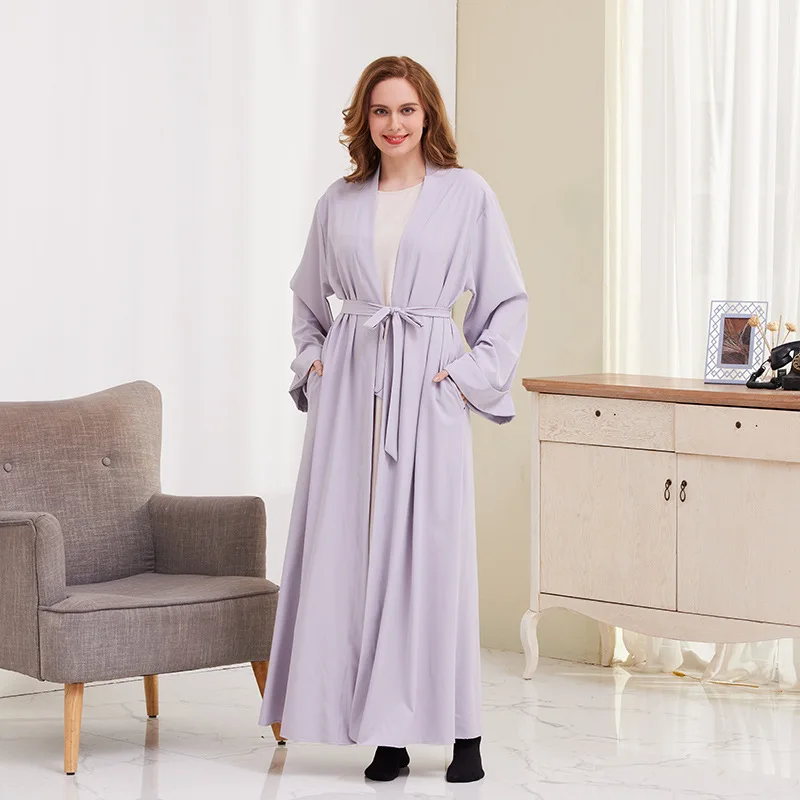 Islamic Women's Clothing  Lace-Up Cardigan Robe Muslim Abayas Modest Outfits for Women Robe De Soiree Femme Pour Mariage