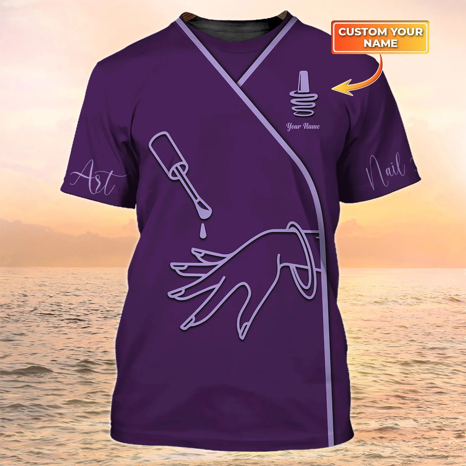 Neueste Sommer Mode männer T-shirt Nagel Techniker Nach Name 3D Gedruckt t shirt Unisex Casual Hemd Manicurist Uniform DW93 – Detail 17