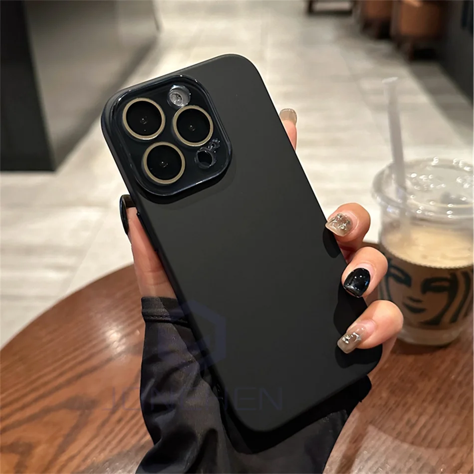 Luxury Crystal Lens Glass Protection Slim Matte Shockproof Case - Solid Color, Hard PC Cover