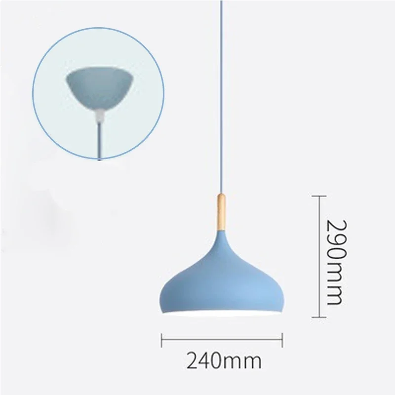 Nordic Colored Chandelier Wooden Pendant Light Bedroom Living Room LED Lamp Single Head Aluminum Children Room Lighting Fixture 3