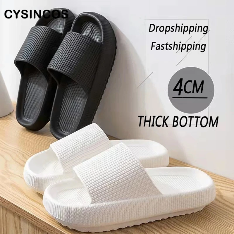Sandalias de plataforma gruesa para hombre mujer, chanclas de goma de 4cm, antideslizantes, para el baño y | - AliExpress