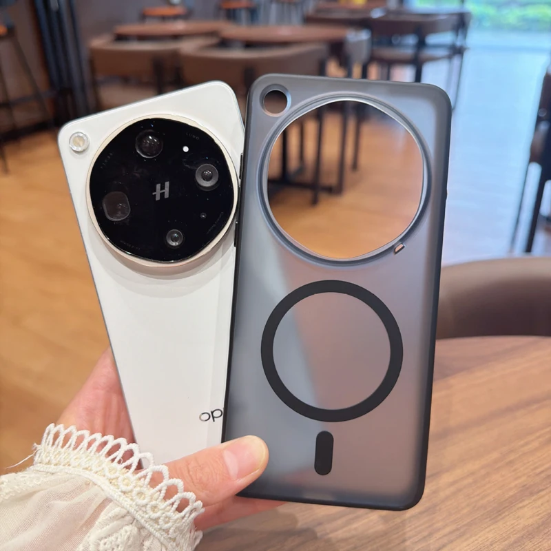 ELVEV Frosted Translucent Magnetic Phone Case with 360° Rotating Ring Holder