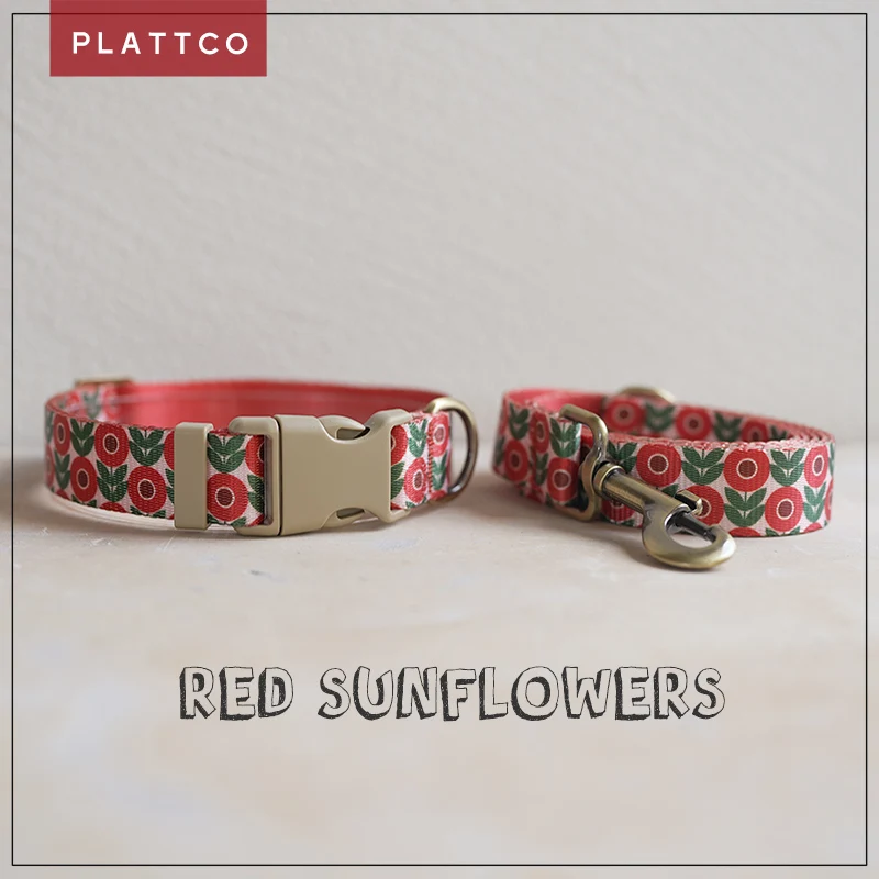 Collare E Guinzaglio Per Cani In Nylon Brush Co Con Farfallino Girasoli Rossi Collare Per Cani Dal Design Creativo Per Cani Di Taglia Media Grande 5 T