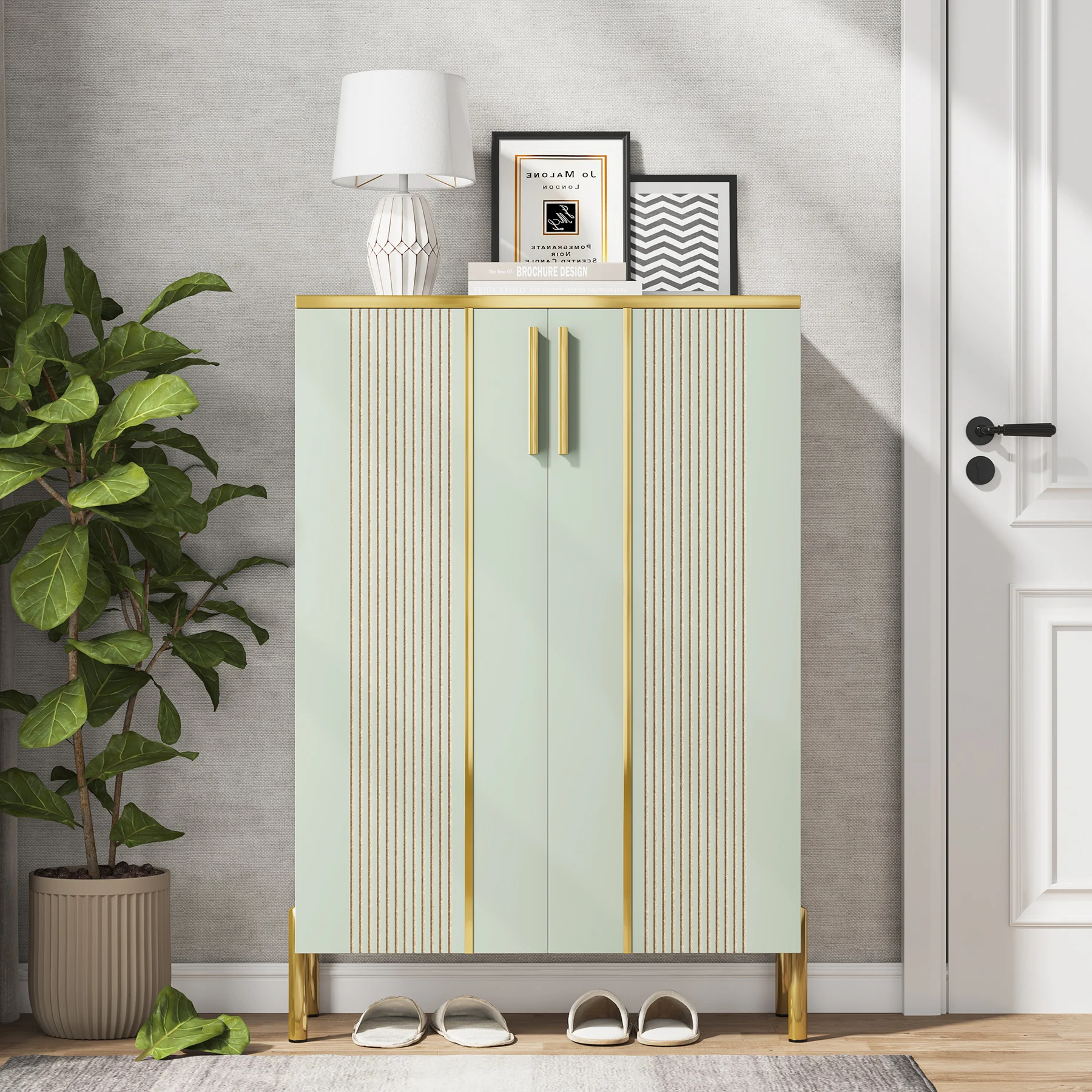 Tribesigns 6-Tier Shoe Cabinet with Doors, Wooden Shoe Storage Cabinet with Adjustable Shelves for Entryway, Hallway, Bedroom