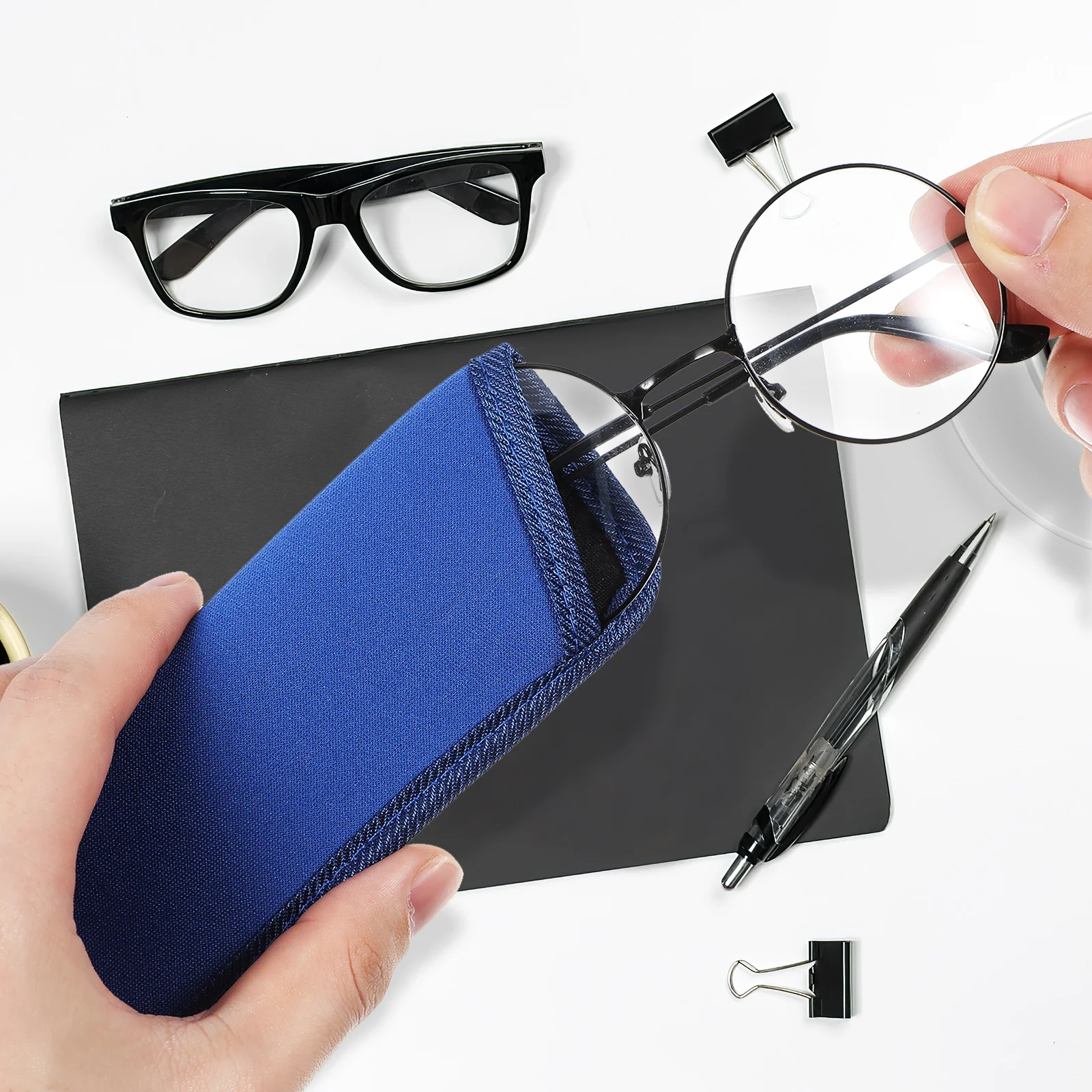 3pcs slim eyeglass pouch Soft glasses bag Protective holder Portable eyewear sleeve