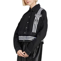 Adidas officiel véritable originaux femmes rayé décontracté vêtements de travail col rabattu veste JJ3095 5