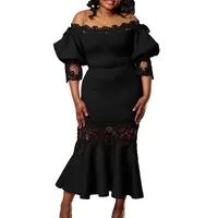 African Dresses for Women 2023 New Off Shoulder Summer Fashion Africa Clothing Dashiki Ankara Lace Wedding Party Long Dress 4