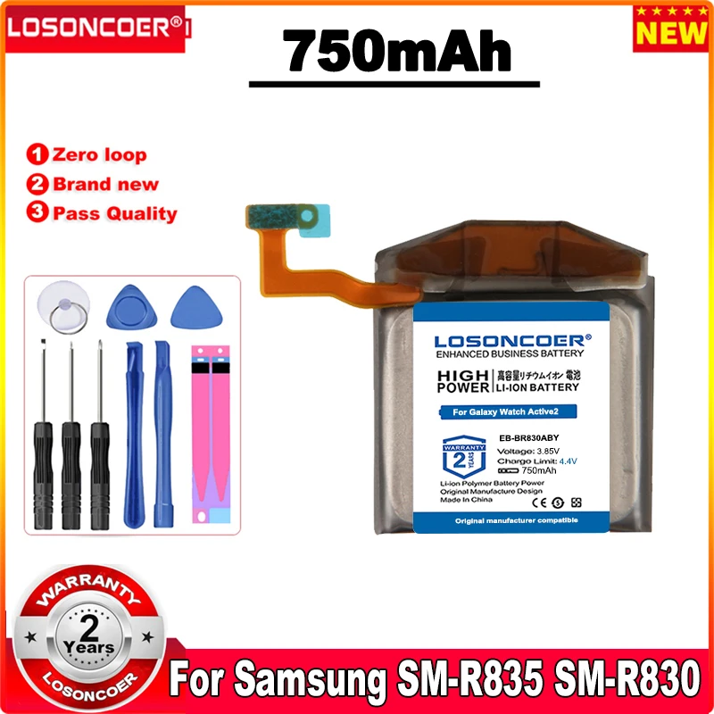 

LOSONCOER 750mAh EB-BR830ABY Watch Battery For Samsung Galaxy Watch Active2 40mm SM-R830 SM-R835 Battery
