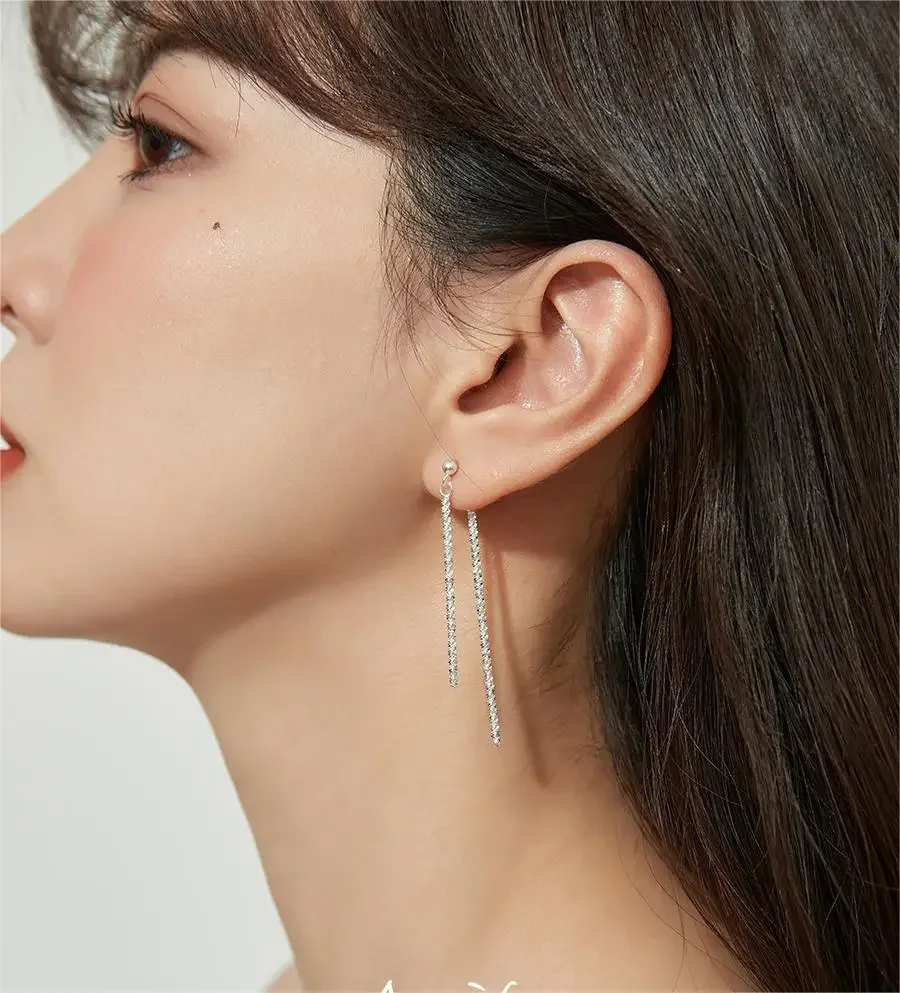 

925 Sterling Silver Baby'S Breath Earrings Long Tassel Earrings 2024 Party Gift Trendy Wedding Party Jewelry
