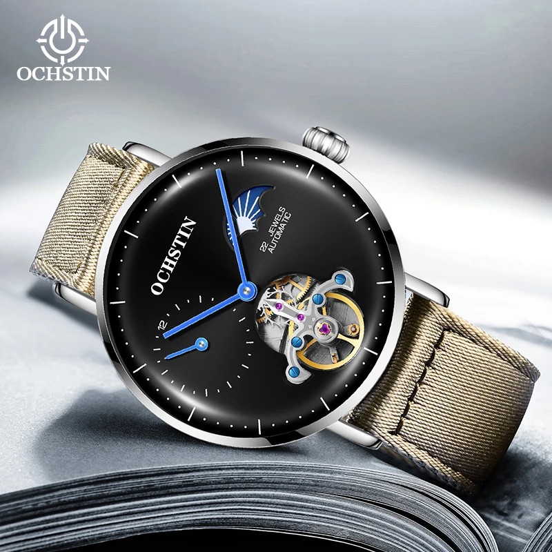 ochstin hot model 2024 personalized versatile creative nylon series flywheel mechanical movement men's mechanical watches