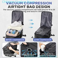 Sac à dos à compression sous vide pour hommes, sac à dos pour ordinateur portable 15,6 pouces, sac à dos de voyage sous vide pour randonnée, sac à dos Ryanair 40x20x25, sac de cabine 4