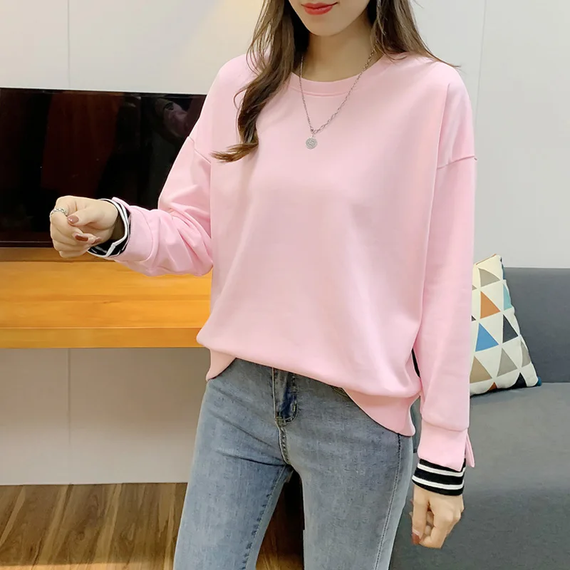 ZOUXO Sweatshirt Women 2022 Spring Autumn New Fashion K-pop Sweatshirt Loose O-neck Long Sleeve Stitching Clothes