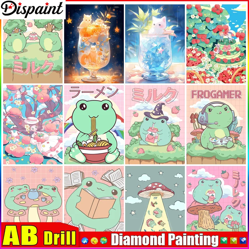 

Алмазная 5D Вышивка Dispaint AB «сделай сам», полноформатная картина с рисунком животных, лягушек, мультяшных персонажей, квадратная/круглая Искусство декора планшетов