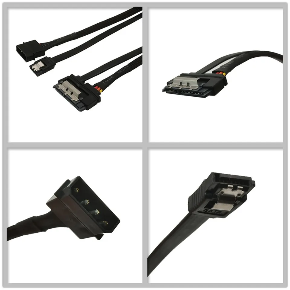 18-Inch SATA Data + Power Cable Combo Adapter - 7+15 Pin To Molex, 26AWG, Red 13 thumbnail image