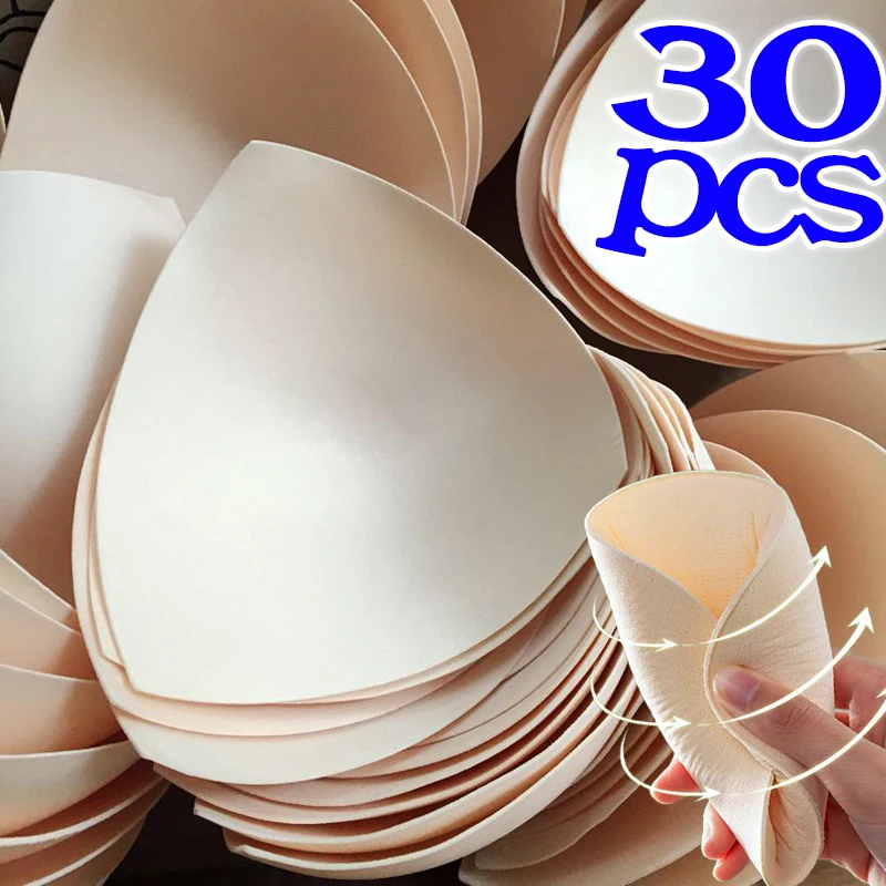 Removable Triangle Sponge Bra Pads for Women Invisible Insert Swimsuit Bikini Breast Enhancers Chest Cup Pad Accessories 2/30Pcs