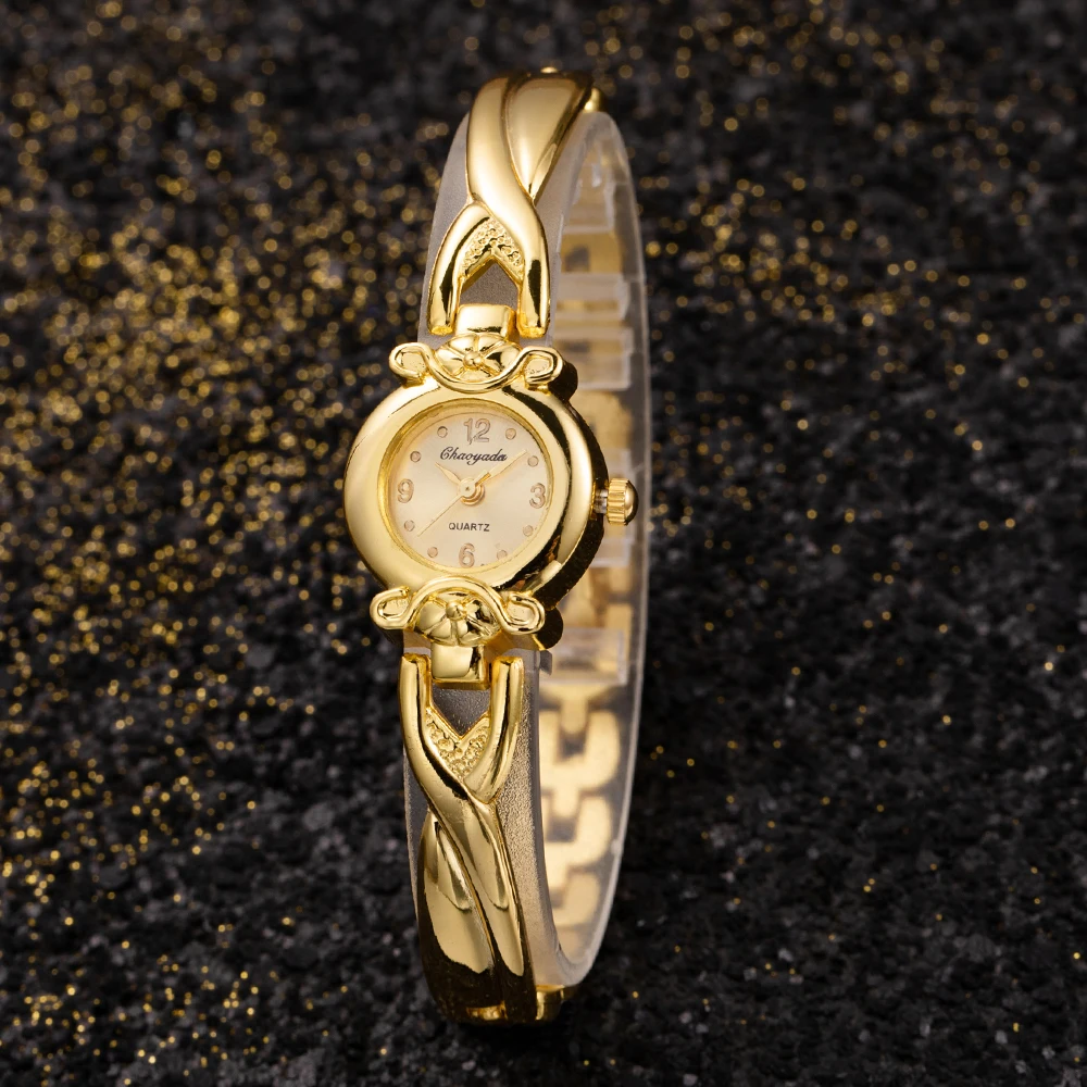 New Luxury Gold Plated Women Wristwatch Girls Quartz Analog Watch High Quality Watches Stainless Steel Casual Dress Clock 3