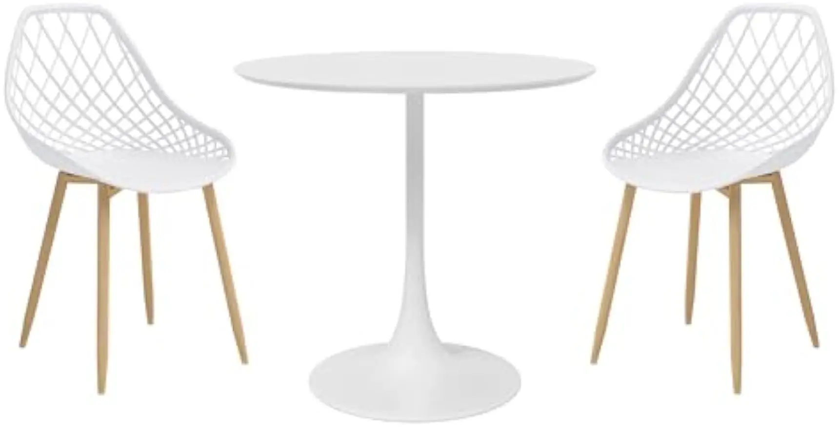 

Jamesdar Kurv 3-Piece Café Dining Set, White/Natural