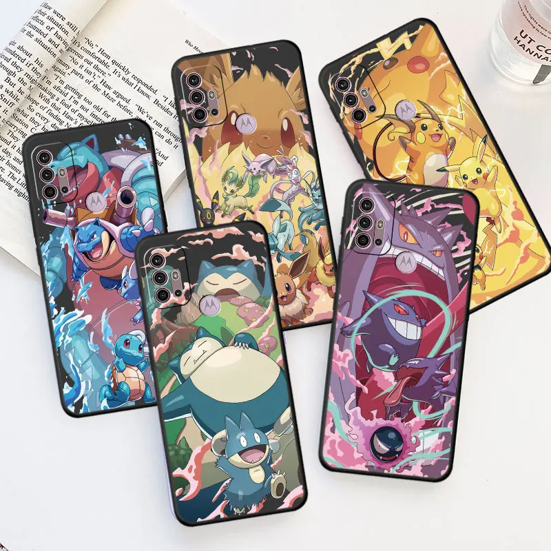 Gengar Evoli P-Okemon Custodia Per Telefono Anime Per Motorola Moto Edge 30 Neo G8 G22 One Fusion Plus G9Power G72 20 Cover In Silicone Nero