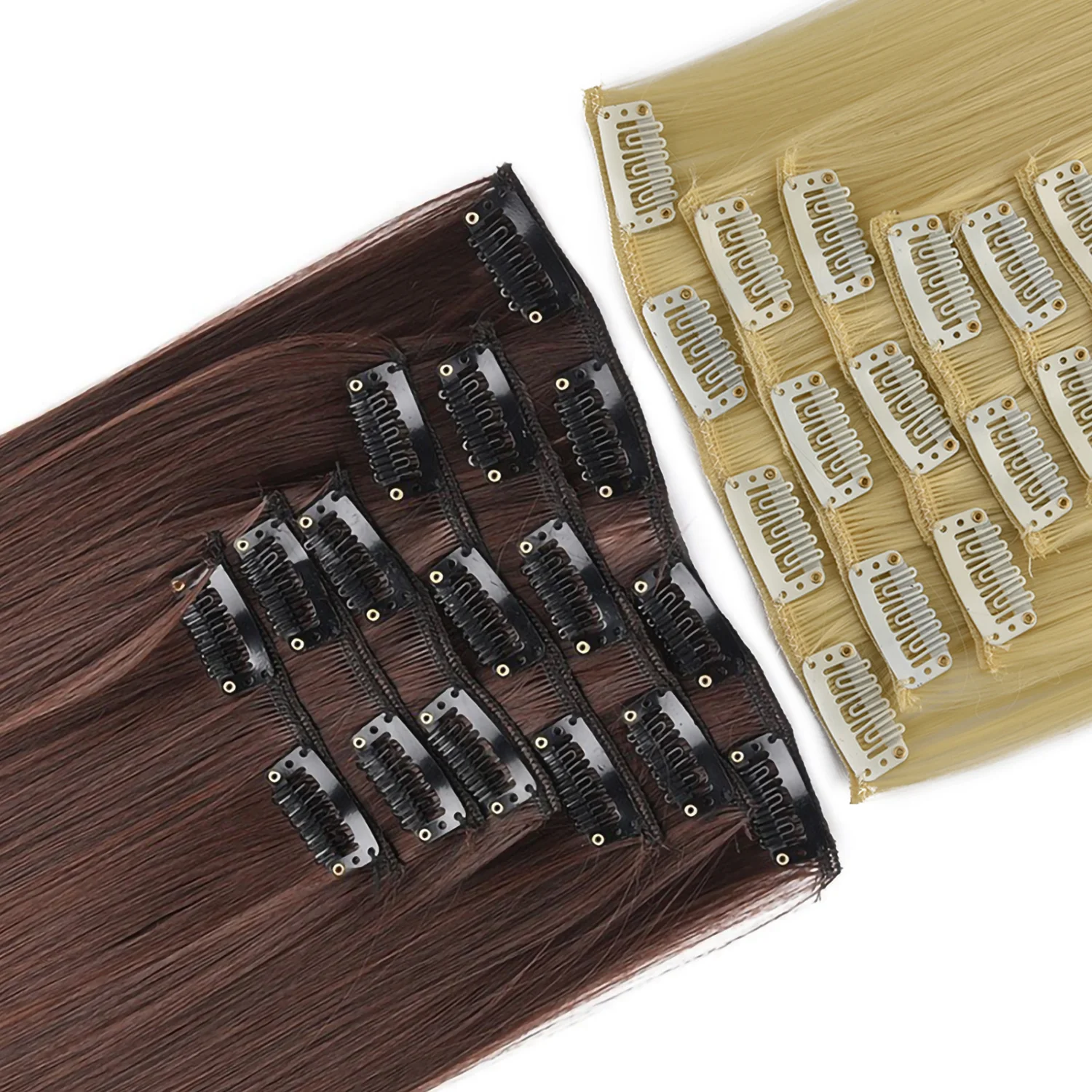 Clip In Hair Extensions 6PCS 16 Clips Synthetic Hair Natural Smooth Full Head Clips Accessories