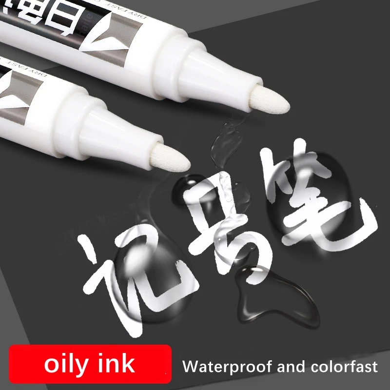 White Marker Pens 2.0mm Oil Waterproof Tire Marker DIY Graffiti Sketching Markers Stationery Wrting School Supplies