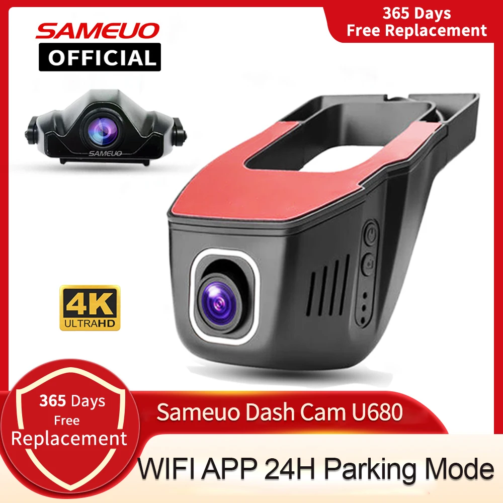 Dash Cam Rearview Camera Car Dvr Monitor Sameuo U680Pro Dash Cam 4K Rear View Auto Dashcam For Car Camera 2160P Video Recorder Reverse Dvr WIFI 24H Parking Monitor