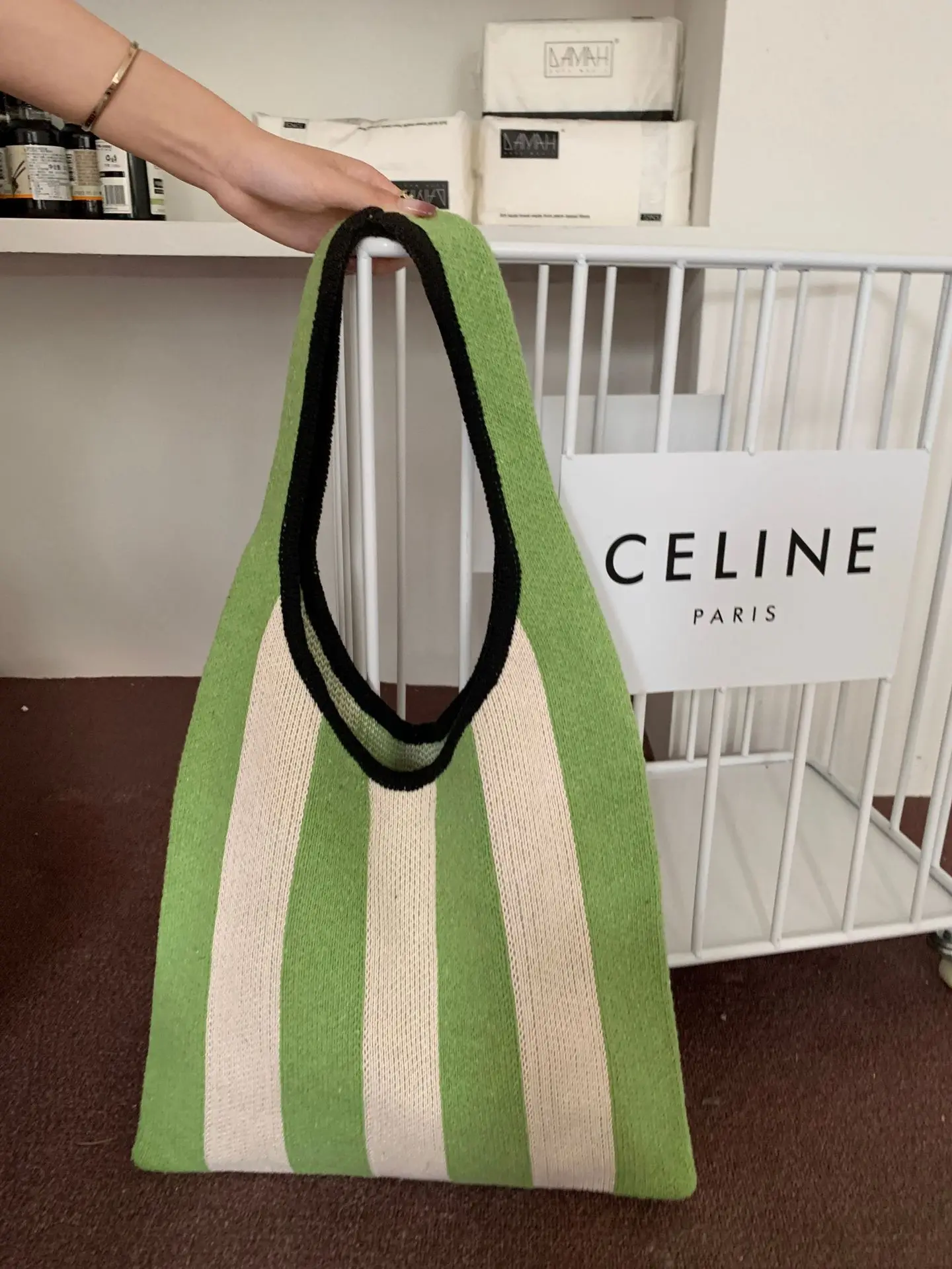 

Wide Stripe Knitted Handbag Women's Tote Bag Japanese Style Large Capacity Shopping Bag Summer Beach Bag Casual Shoulder Bags