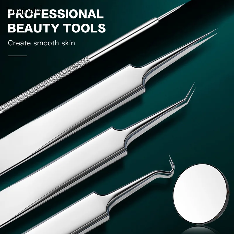 Lanjinglin 1 Set Professional Tweezers Kit /Acne Remover Needles Face Skin Care Cleaner Removal Beauty Makeup Tools 2
