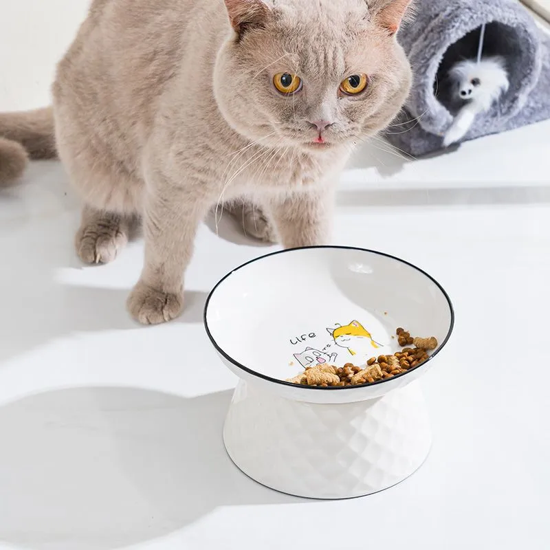

Мультяшная миска для домашних животных, кормушка для питомцев с высокой ногой и одним ртом, скользящая керамическая миска для корма собак и кошек, контейнер для кормления домашних животных