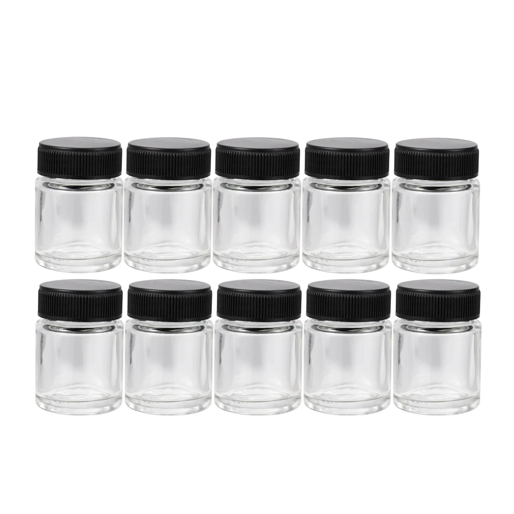 OPHIR 10pcs/lot Container Bottles 22cc Airbrush Glass Bottles (paint cup) Crystal Clear Spare Bottle Airbrush Accesory_AC015-10x ophir 60ml airbrush temporary tattoo finalized ink airbrush clear top coat stereotypes liquid temporary tattooing fluid ac102