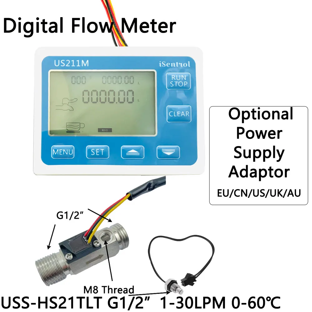US211MDigitalFlowMeterTotalizerFlowMeasurementwithInoxWater