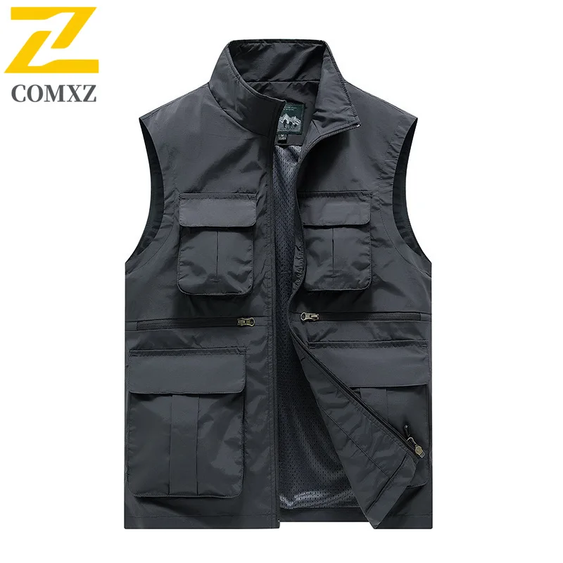 8XL plus size Vest Jacket Men's Spring Autumn Casual Multi-Pocket