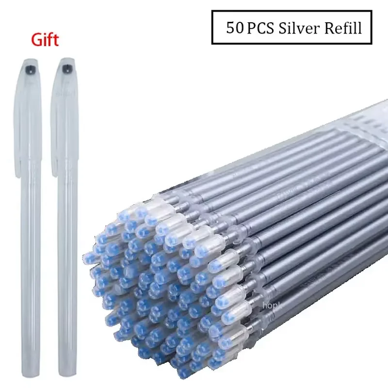 50/20Pcs set Silver Refill 0.8mm Fabric Marker for Sewing Cotton Silk Leather Textile Patchwork Marking Erasable Washable Handle