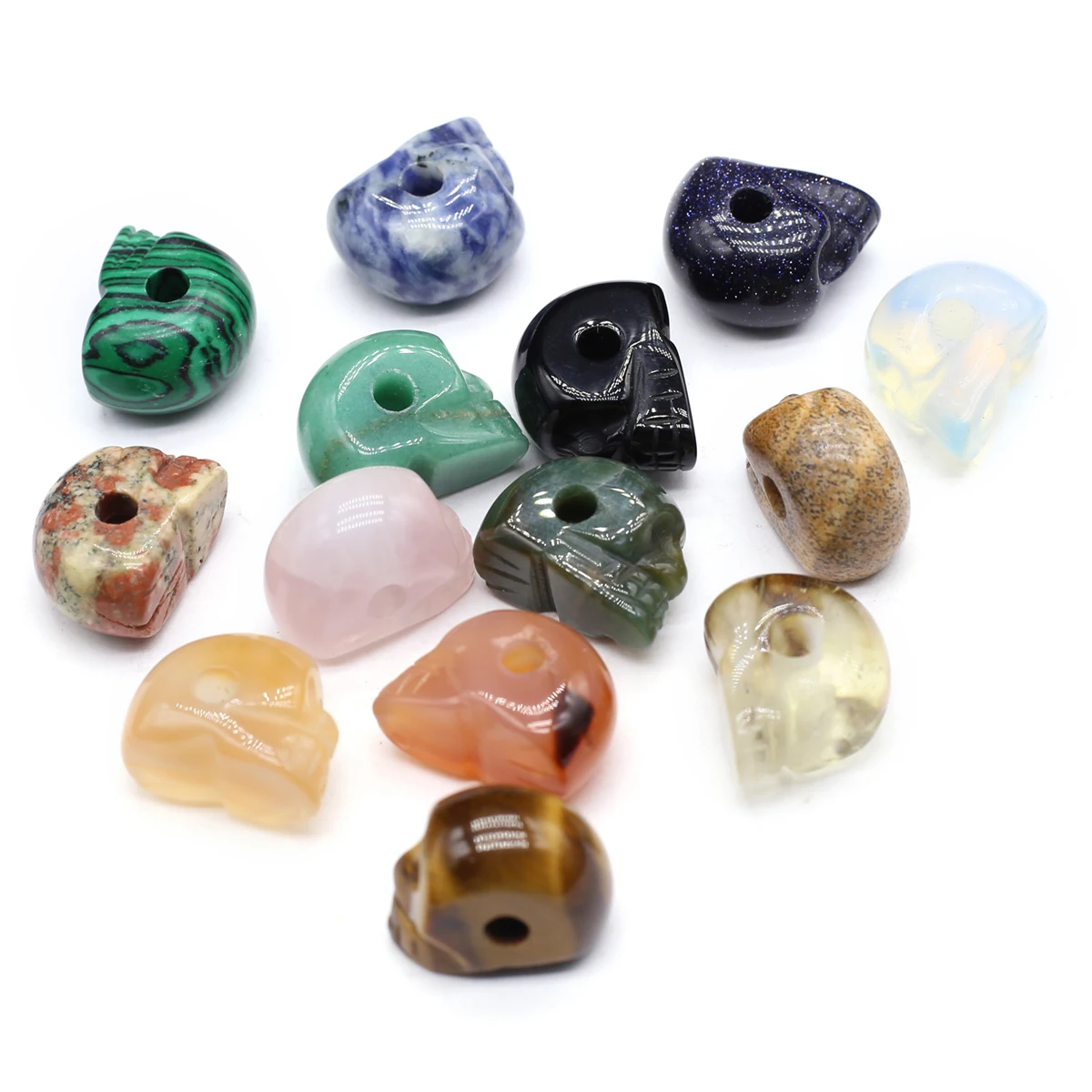 

5 Pcs Skull Shape Random Healing Crystal Stone Pendants Agate Charms for Making Jewelry Necklace Gift