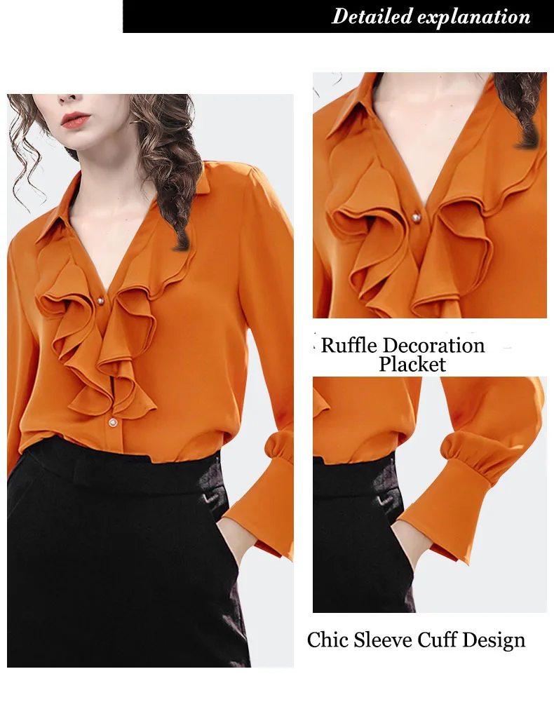 orange ruffle blouse