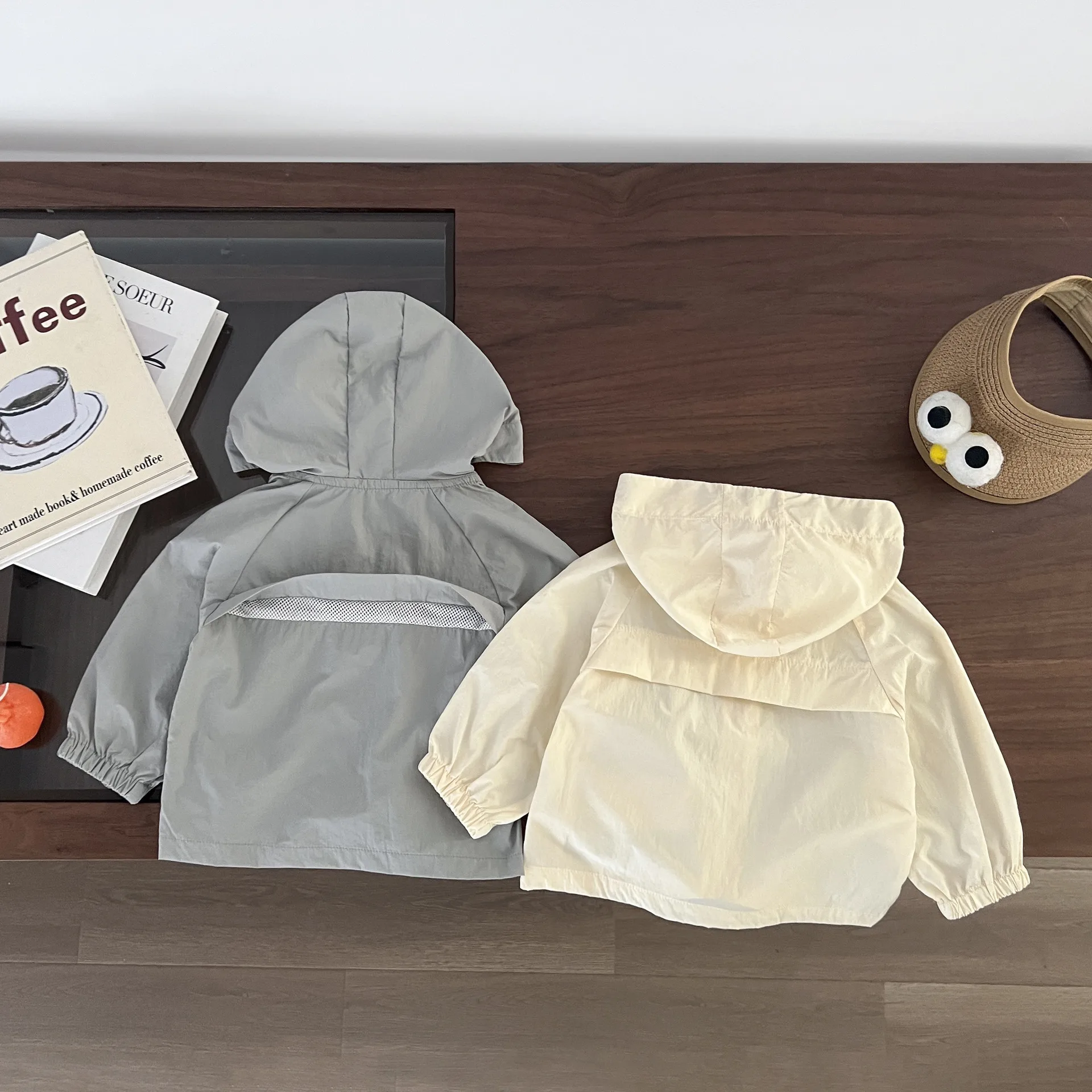 2024 여름 아동복 여아 가디건 후드 긴 소매 자외선 차단 코트, 통기성 소년 스포츠 재킷, 키즈 프린트 코튼 탑