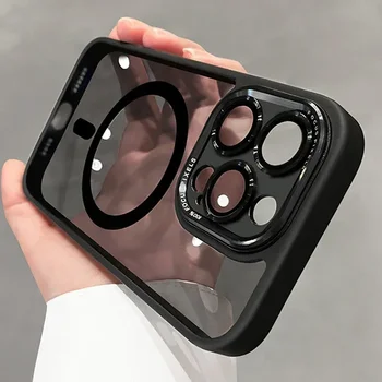 Luxury Magnetic Metal Lens Bumper Protection Case For iPhone 17 16 15 14 13 12 11 Pro Max Funda Wireless Charge Hard Clear Cover 1