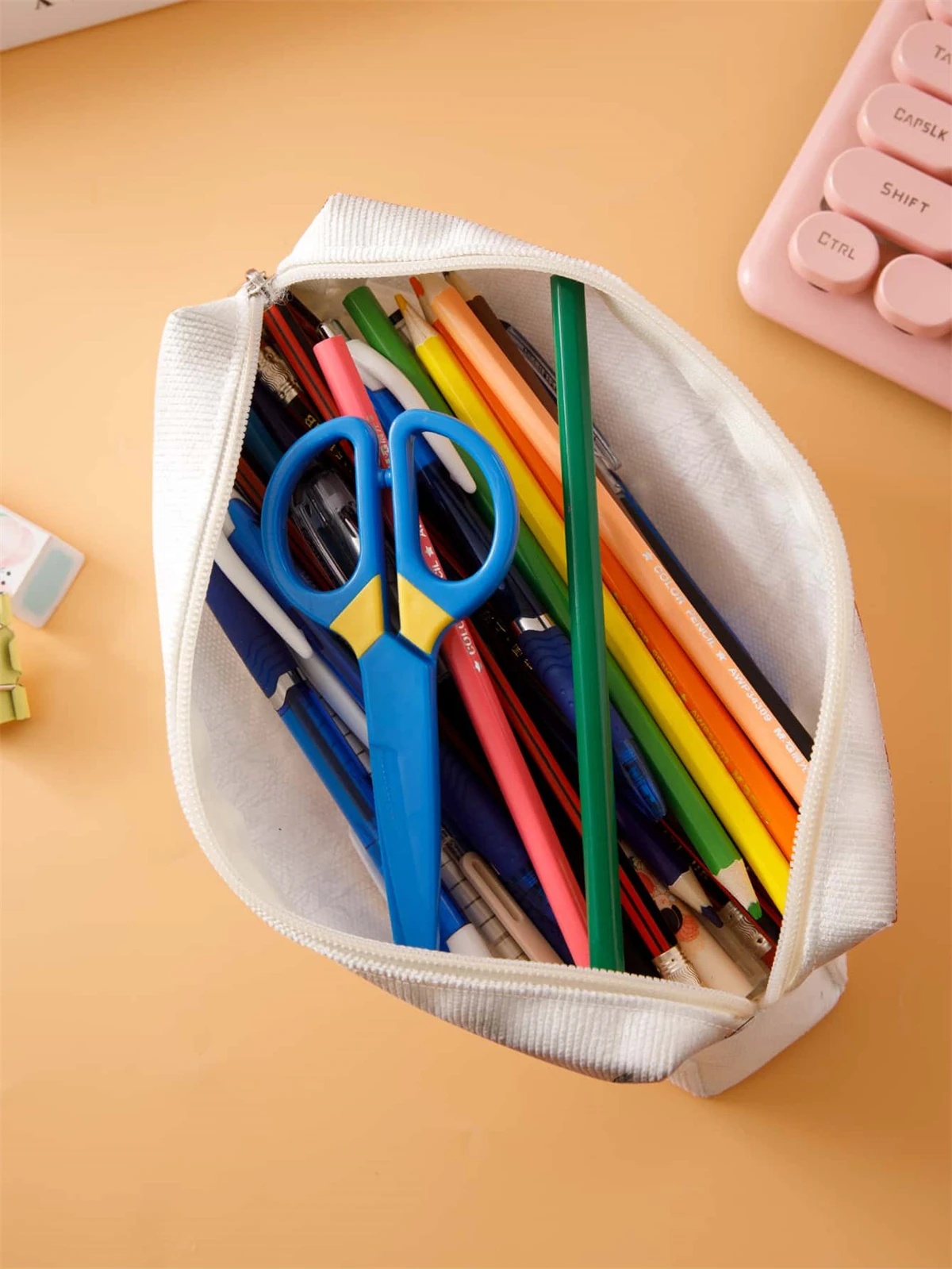 Small pencil case, large capacity pencil case, multifunctional stationery storage bag, student school organization supplies