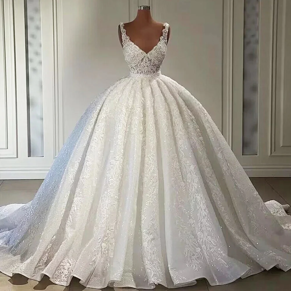 

V-Neck Wedding Dress Off Shoulder Ball Gown Gorgeous Robe Mariage Beading Appliques Vintage Vestidos свадебное платье